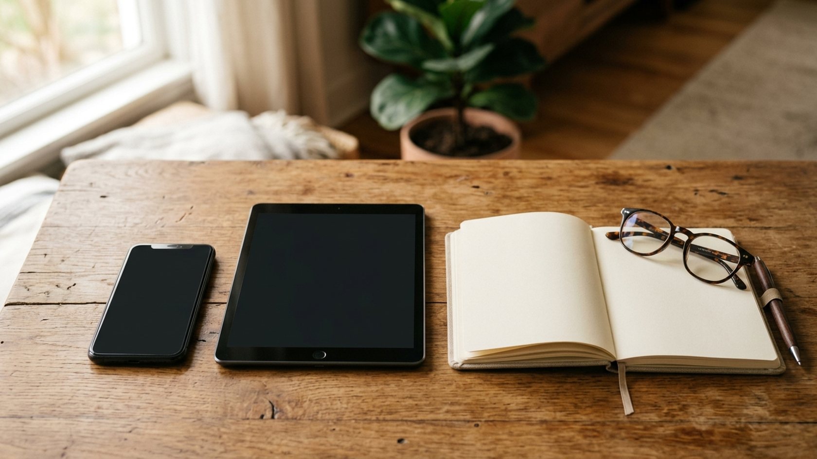 スマートフォンとタブレットとメモ帳